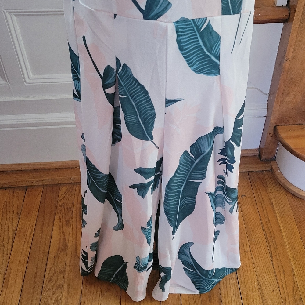 Tropical Leaf Print Strapless Jumper Size 2X - Picture 5 of 7